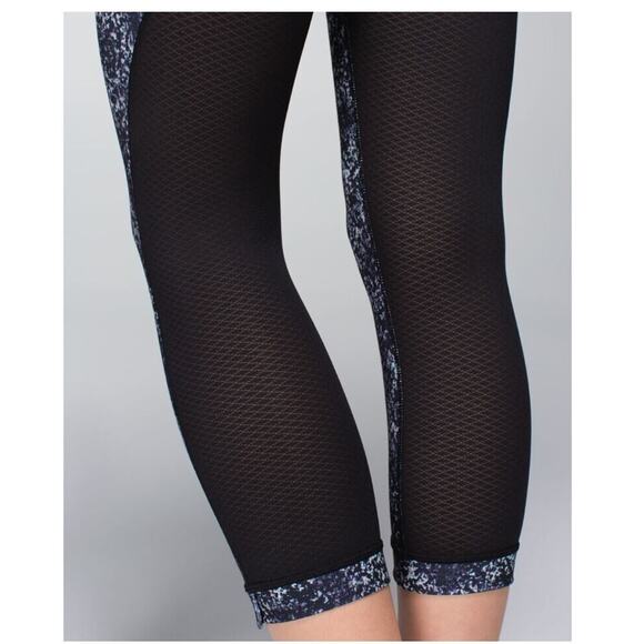 LULULEMON Journey Crop Athletic Leggings Sheer Mesh Rocky Road Sand Dune Sz 4 - Picture 5 of 11
